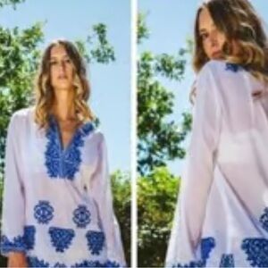 Michael Kors Tunic with Blue Embroidery